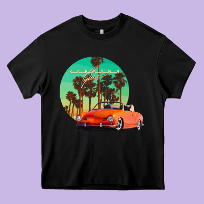 Karmann Ghia Sunset Palm Love Quote Heavy Core Tee Designed By Craftify
