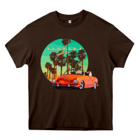 Chocolate Brown karmann ghia sunset palm love quote Heavy Core Tee - Craftify