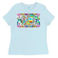 Baby Blue The Pool Is My Happy Place Ladies Tee - CowhideDigitalArt