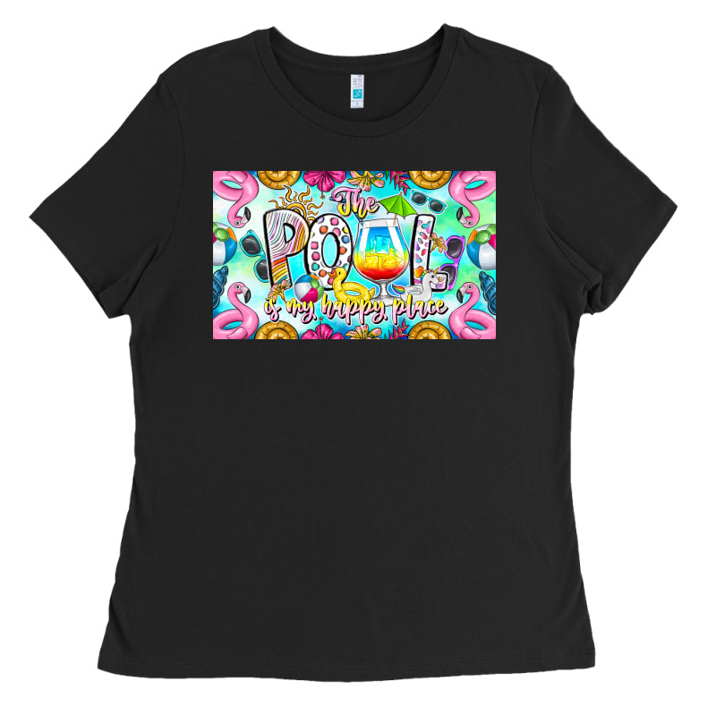 The Pool Is My Happy Place Ladies Tee by CowhideDigitalArt | Teevron