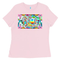 Bubblegum Pink The Pool Is My Happy Place Ladies Tee - CowhideDigitalArt