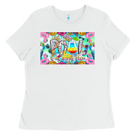 White The Pool Is My Happy Place Ladies Tee - CowhideDigitalArt