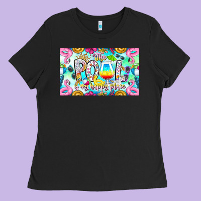 The Pool Is My Happy Place Ladies Tee Designed By Cowhidedigitalart