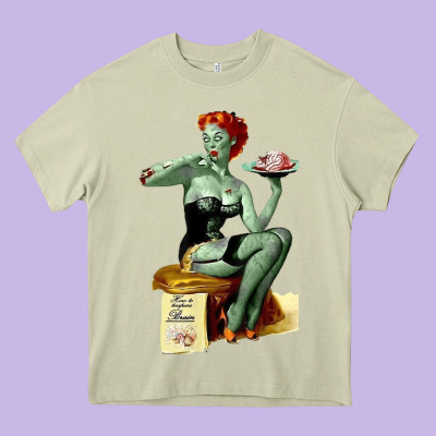 Zombie Pin Up Girl Halloween Heavy Core Tee Designed By Craftify