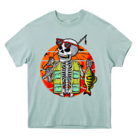 Skeleton Fishing Lover Moon Halloween Costume Fish Heavy Core Tee | Teevron