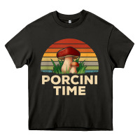 Vintage Sunset Porcini Mushroom Hunting Boletus Edulis T Shirt Heavy Core Tee | Teevron