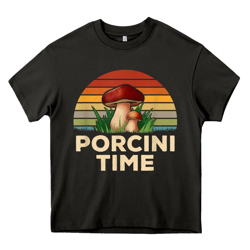 Vintage Sunset Porcini Mushroom Hunting Boletus Edulis T Shirt Heavy Core Tee by Craftify | Teevron
