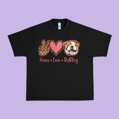 Peace Love Bulldog Urban Heavy Tee Designed By Jasminsmagicworld
