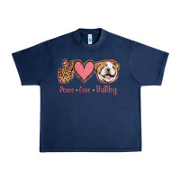 Navy Peace Love Bulldog Urban Heavy Tee - Jasminsmagicworld
