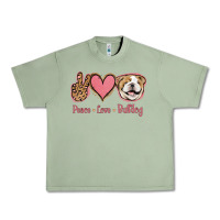 Oil Green Peace Love Bulldog Urban Heavy Tee - Jasminsmagicworld