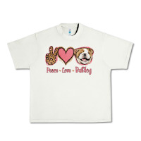 Pistachio Peace Love Bulldog Urban Heavy Tee - Jasminsmagicworld