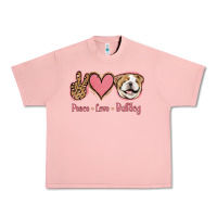 Salmon Peace Love Bulldog Urban Heavy Tee - Jasminsmagicworld