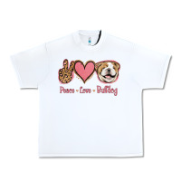 White Peace Love Bulldog Urban Heavy Tee - Jasminsmagicworld