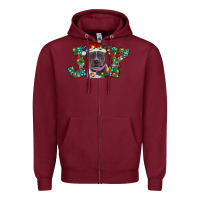 Burgundy christmas joy pitbull Zipper Hoodie - RanaPortraitStore