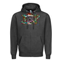 Charcoal Heather christmas joy pitbull Zipper Hoodie - RanaPortraitStore