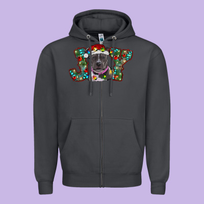 Christmas Joy Pitbull Zipper Hoodie Designed By Ranaportraitstore