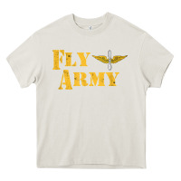 Cream Vintage Fly Army Military Pilot Army Aviation Branch Heavy Core Tee - Craftify
