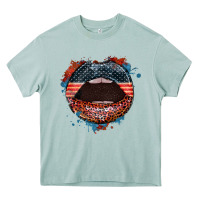 American Flag Lips 4th Of July Heavy Core Tee | Teevron