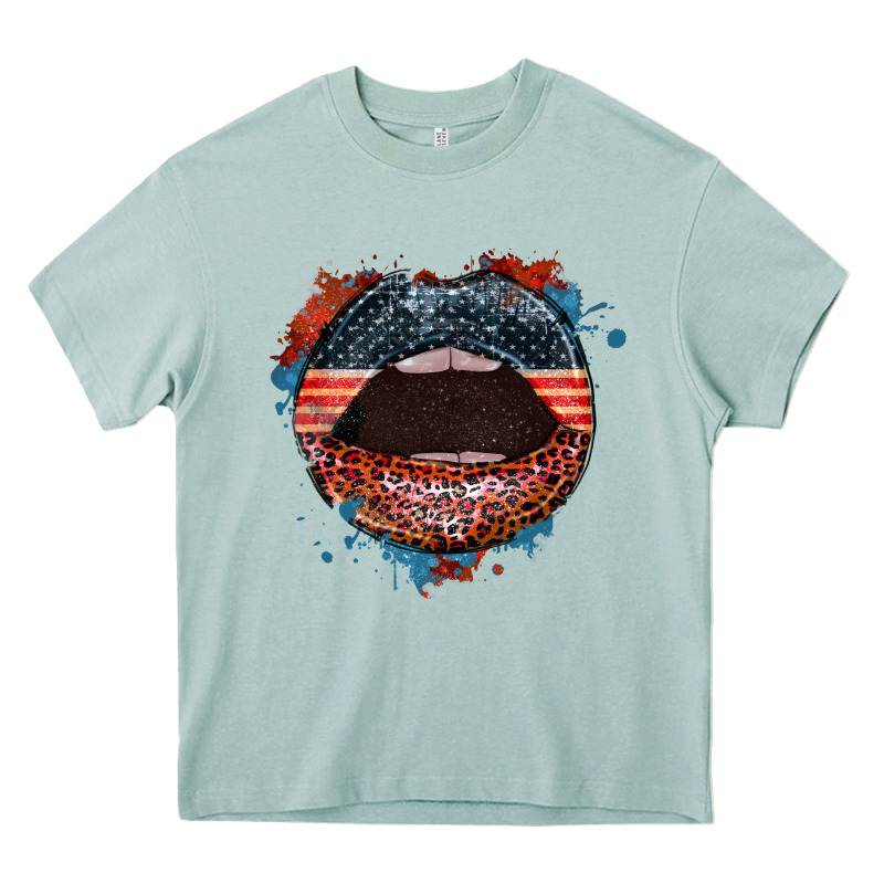 American Flag Lips 4th Of July Heavy Core Tee by FaDigitalArtStudio | Teevron