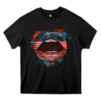 Black American flag lips 4th of july Heavy Core Tee - FaDigitalArtStudio