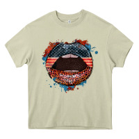 Mossy American flag lips 4th of july Heavy Core Tee - FaDigitalArtStudio