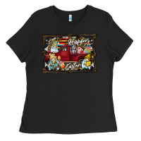 Black Happy Easter Ladies Tee - CowhideDigitalArt