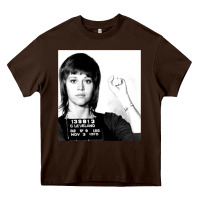 Chocolate Brown Jane Fonda Mugshot GIFT Heavy Core Tee - Craftify