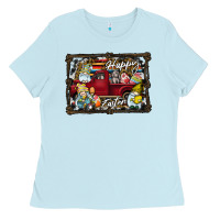 Baby Blue Happy Easter Ladies Tee - CowhideDigitalArt