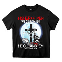 Black fisher of men we catch  em he cleans  em matthew 4 19 Heavy Core Tee - Craftify