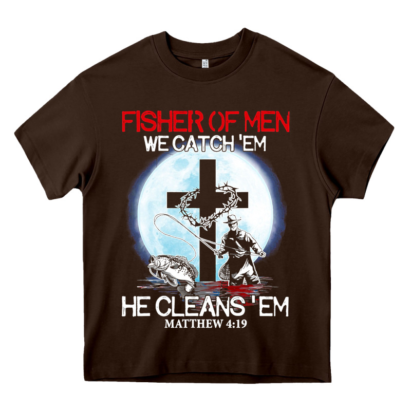 Fisher Of Men We Catch  Em He Cleans  Em Matthew 4 19 Heavy Core Tee by Craftify | Teevron