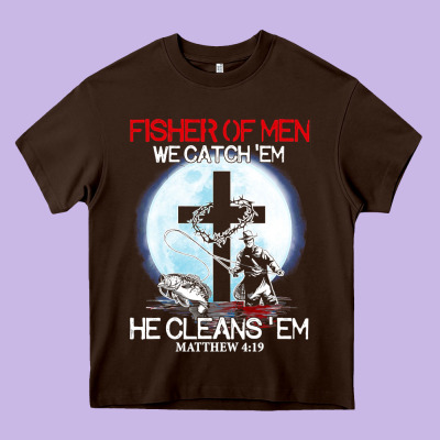 Fisher Of Men We Catch  Em He Cleans  Em Matthew 4 19 Heavy Core Tee Designed By Craftify