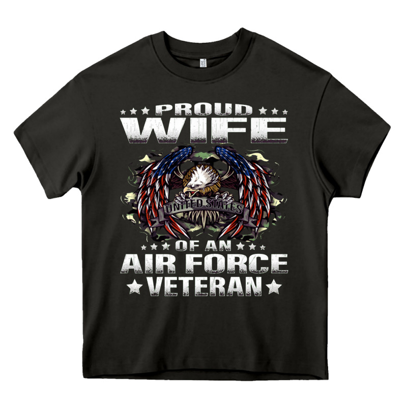 Proud Wife Of An Air Force Veteran Military Vet Spouse Gifts Premium M Heavy Core Tee by Craftify | Teevron