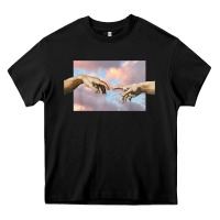 Black creation of adam hands aesthetic t shirt Heavy Core Tee - InspiraDesign