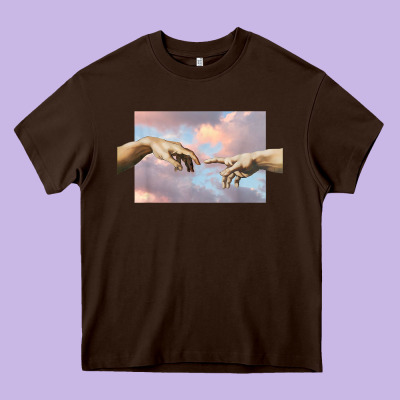 Creation Of Adam Hands Aesthetic T Shirt Heavy Core Tee Designed By Inspiradesign