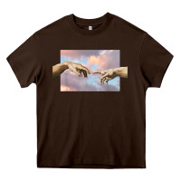 Chocolate Brown creation of adam hands aesthetic t shirt Heavy Core Tee - InspiraDesign