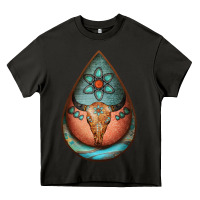 Asphalt teardrop tooled leather bullskull earrings Heavy Core Tee - Jasminsmagicworld