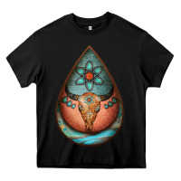 Black teardrop tooled leather bullskull earrings Heavy Core Tee - Jasminsmagicworld