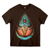 Chocolate Brown teardrop tooled leather bullskull earrings Heavy Core Tee - Jasminsmagicworld