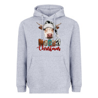 Heather Grey merry christmas hereford cow Heavyweight Hoodie - RanaPortraitStore