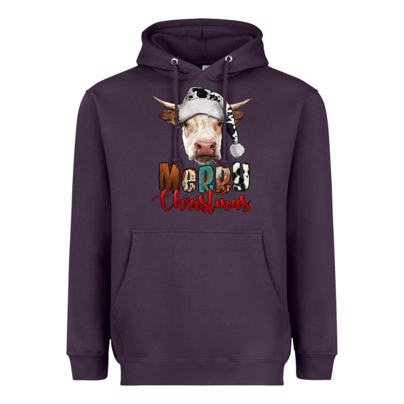 Merry Christmas Hereford Cow Heavyweight Hoodie by RanaPortraitStore | Teevron
