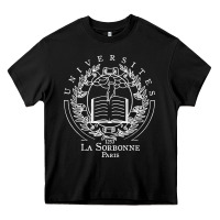 Black Universite Paris La Sorbonne Heavy Core Tee - InspiraDesign