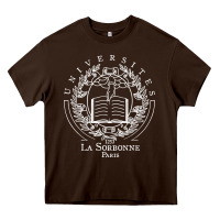 Chocolate Brown Universite Paris La Sorbonne Heavy Core Tee - InspiraDesign