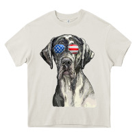 Cream great dane sunglasses american usa flag 4th of july fourth t shirt Heavy Core Tee - InspiraDesign