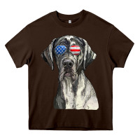 Chocolate Brown great dane sunglasses american usa flag 4th of july fourth t shirt Heavy Core Tee - InspiraDesign