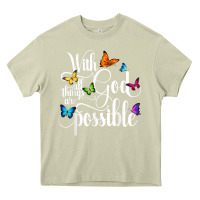 Mossy With God All Things Are Possible  Religious Butterfly Art Heavy Core Tee - InspiraDesign