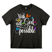 Asphalt With God All Things Are Possible  Religious Butterfly Art Heavy Core Tee - InspiraDesign