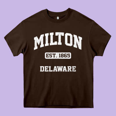 Milton Delaware De Vintage State Athletic Style T Shirt Heavy Core Tee Designed By Inspiradesign
