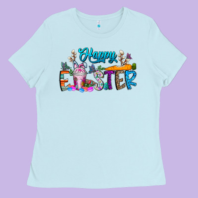 Happy Easter Coffee Ladies Tee Designed By Cowhidedigitalart