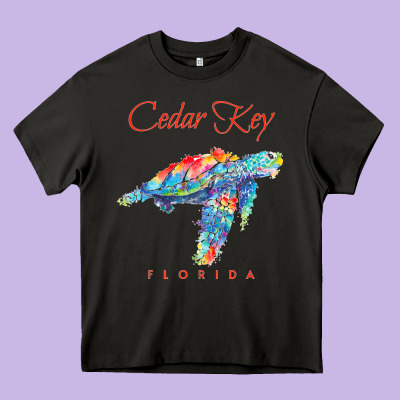 Cedar Key Florida Watercolor Sea Turtle Sweatshirt Heavy Core Tee Designed By Inspiradesign