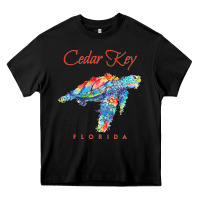 Black Cedar Key Florida Watercolor Sea Turtle Sweatshirt Heavy Core Tee - InspiraDesign